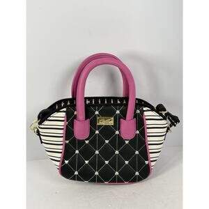 Betsey Johnson Quilted Hearts Purse Pink And Black